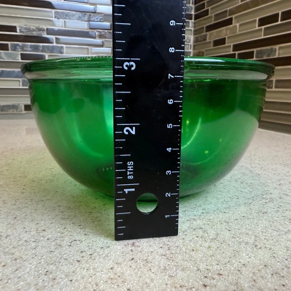 VTG Anchor Hocking Forest Green Glass Mixing Bowl Vintage Mid Century 6